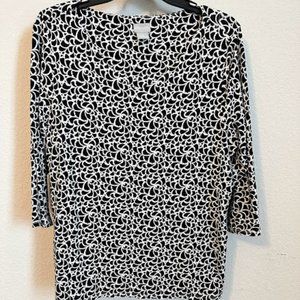 Chico's Black & White, 3/4 Sleeve Top, size 2